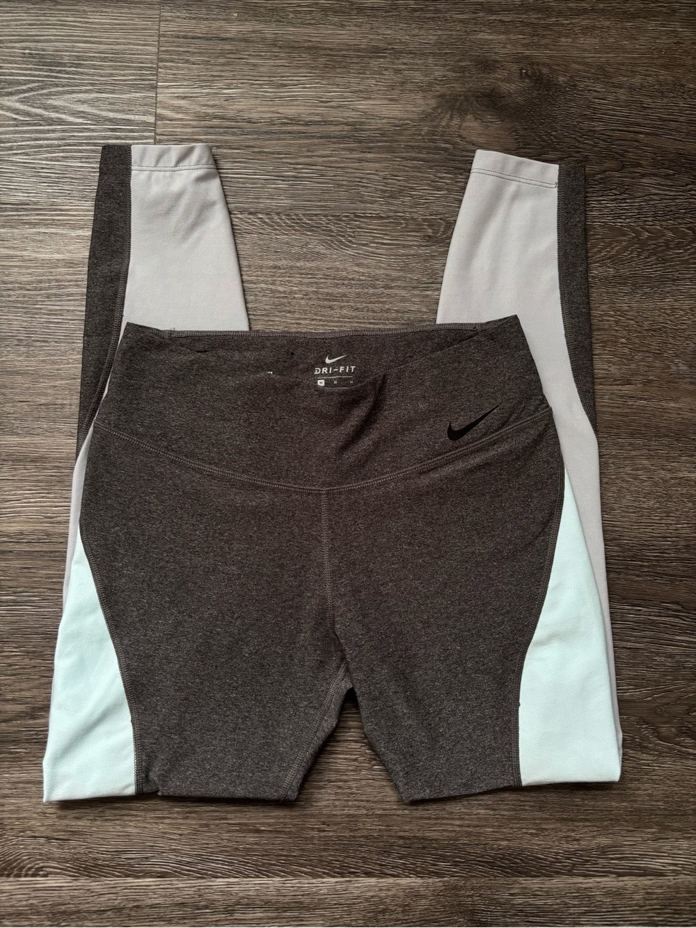Nike women’s Charcoal and White Dri-FIT Athletic Leggings